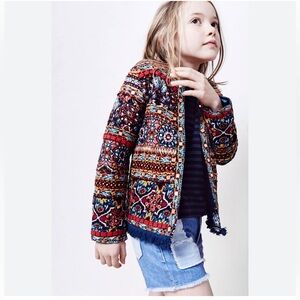 Zara Girls Size 9/10 Casual Collection Mirror Embroidered Jacket